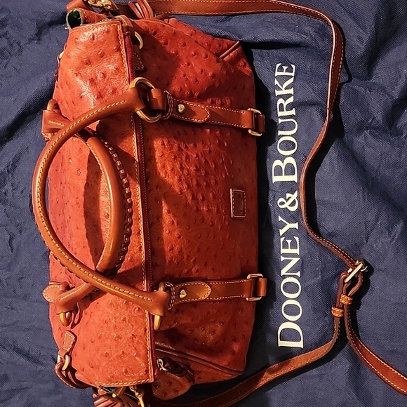 Dooney and Bourke Large Leather Ostrich Satchel - Picture 4 of 12